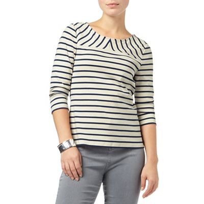 Phase Eight Navy and Ivory ponte stripe top